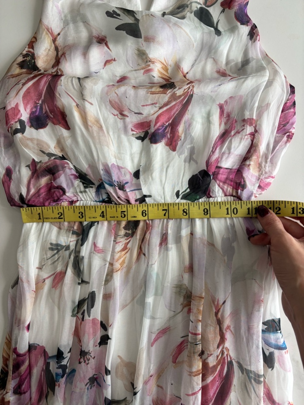 LARA White Maxi Dress with Pink and Green Floral Print Sz S - Picture 8 of 10